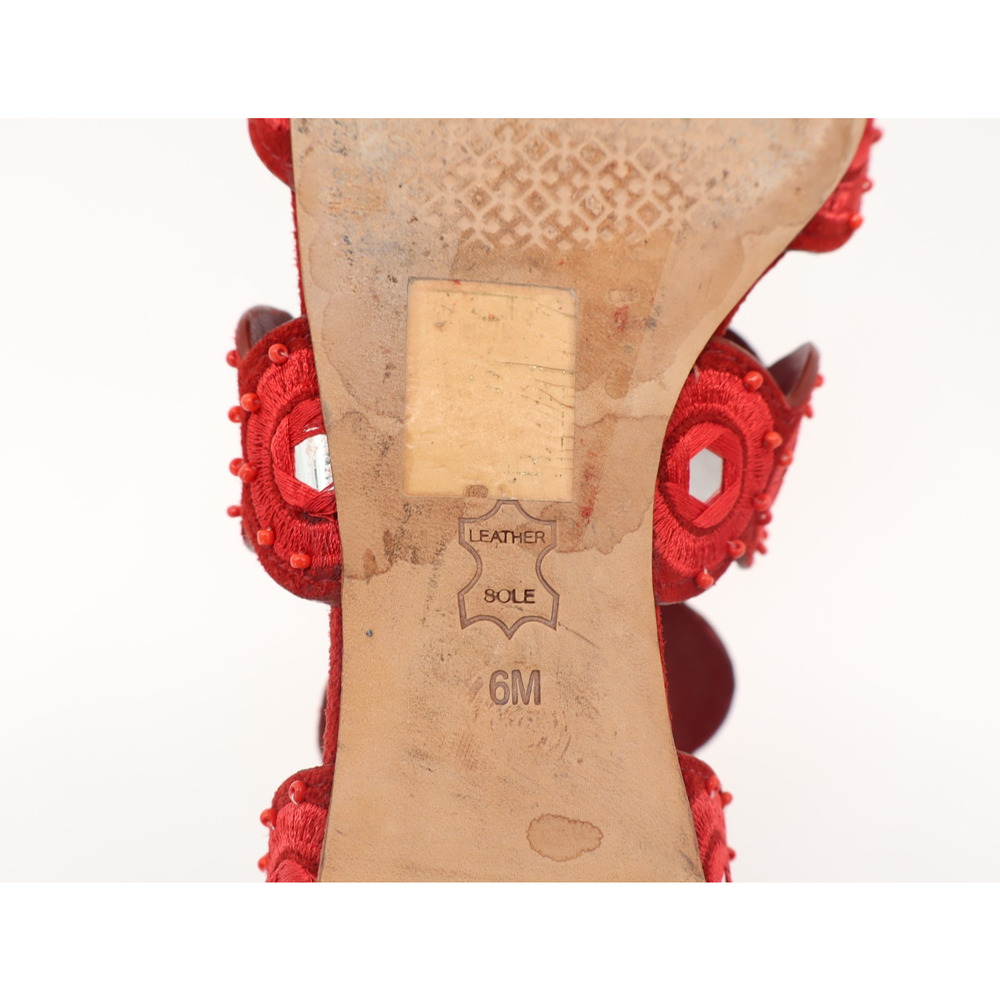 Tory Burch Sz 6M Suede Yasmin D'Orsay Point Toe Flat Red Embroidery Beads - Picture 9 of 11